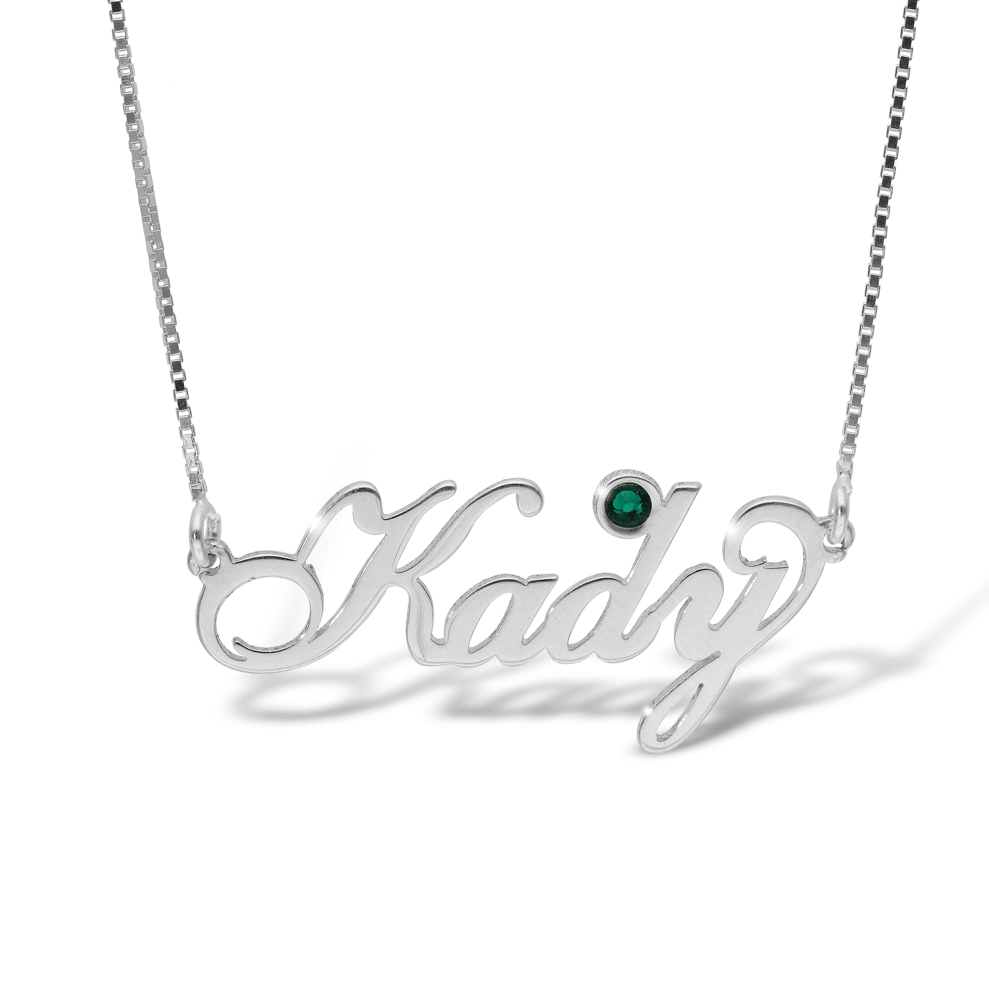 Personalised Name Necklace with Birthstone in Sterling Silver - Image 5