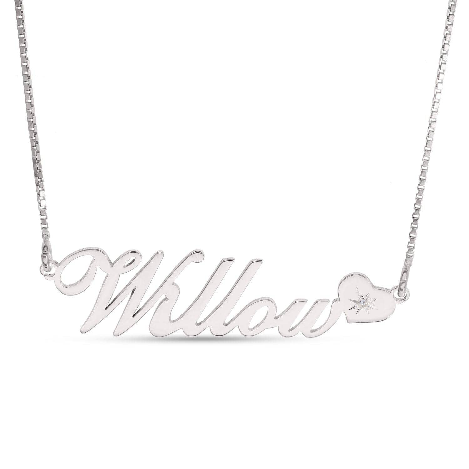 Personalised Name Necklace with Heart Birthstone - Image 13