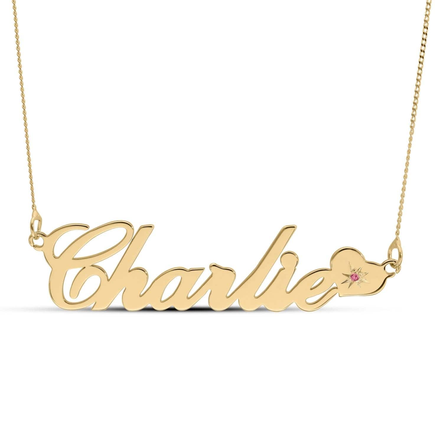 Personalised Name Necklace with Heart Birthstone - Image 26