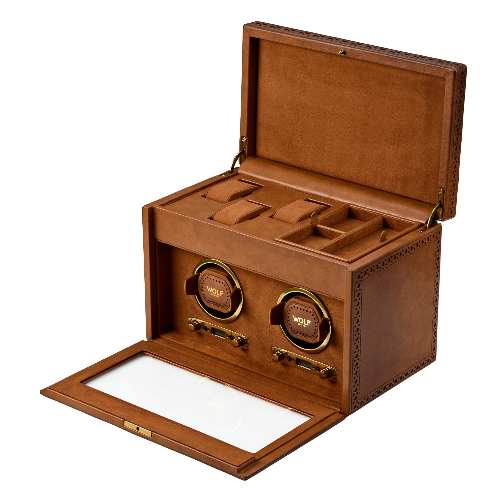 WOLF Brogue Double Watch Winder With Storage 440206 - Image 3