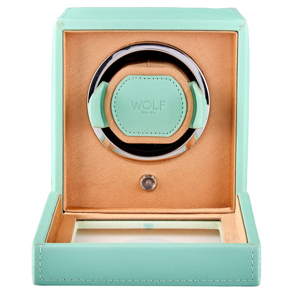 WOLF Cub Seltzer Single Watch Winder with Cover Mint/Peach - Image 5