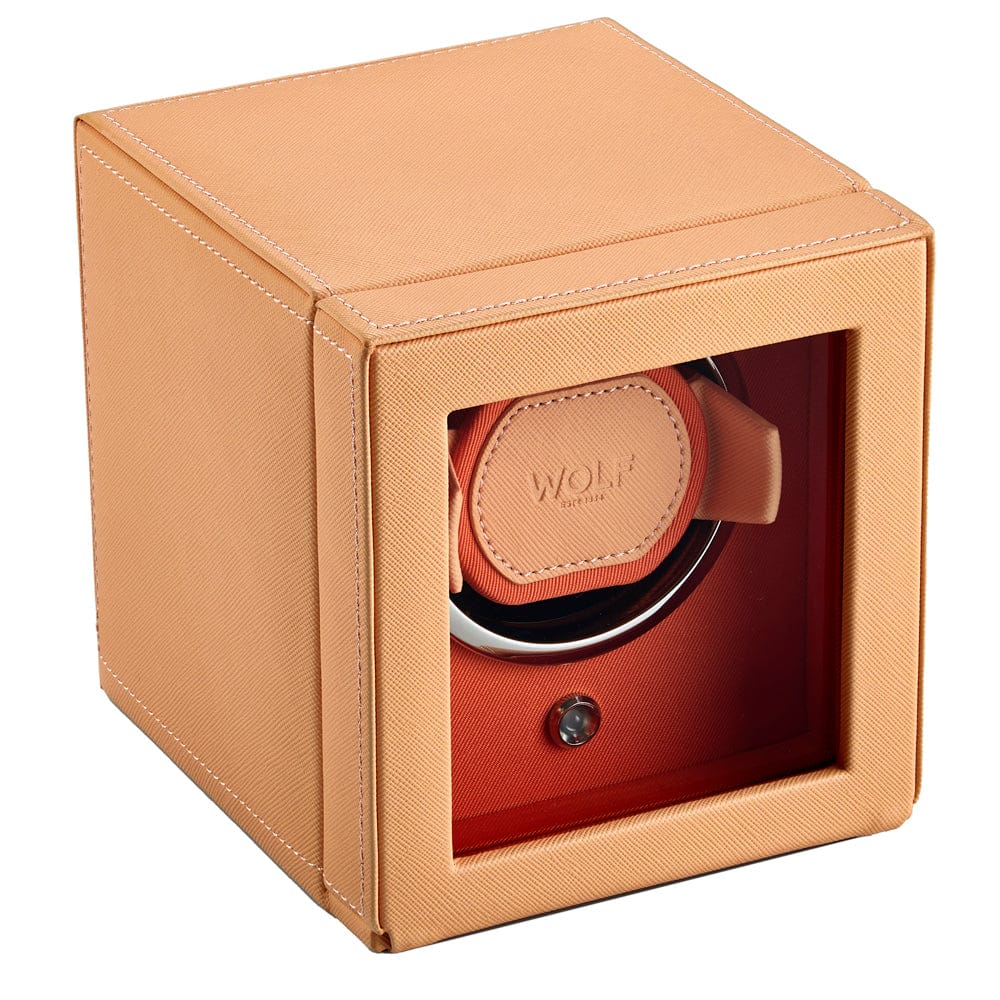 WOLF Cub Seltzer Single Watch Winder with Cover Peach/Orange - Image 2