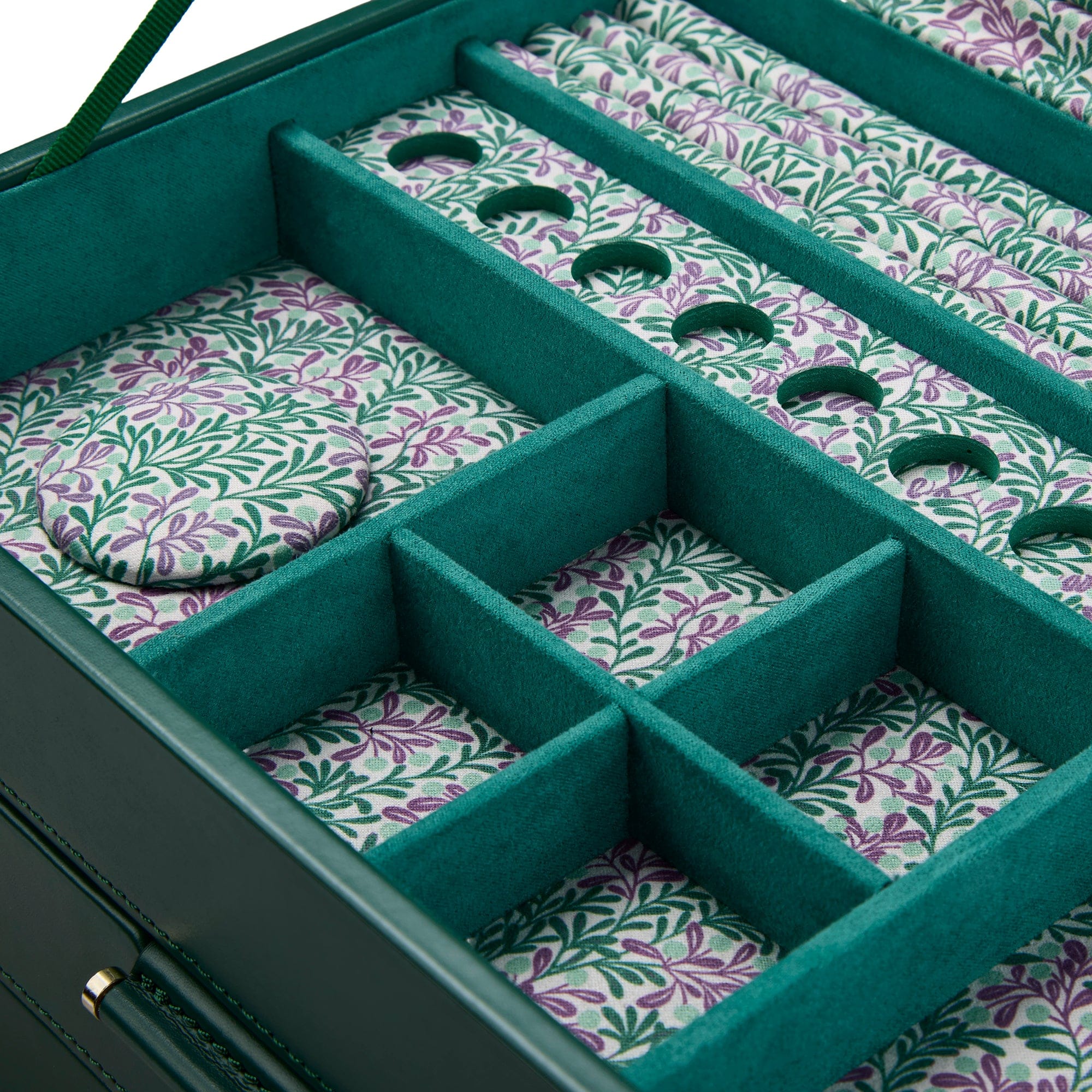 WOLF Sophia Forest Green Fruit Botanical Large Jewellery Box with Drawers 399312 - Image 3